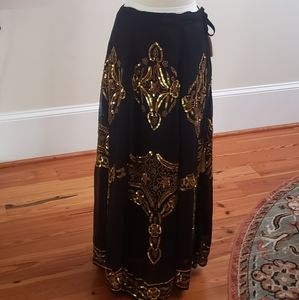 Rayon & Sequins full length skirt by Soft Surroundings. Size S/P.